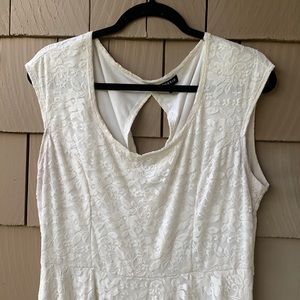 White Lace Swing Dress with Keyhole Back